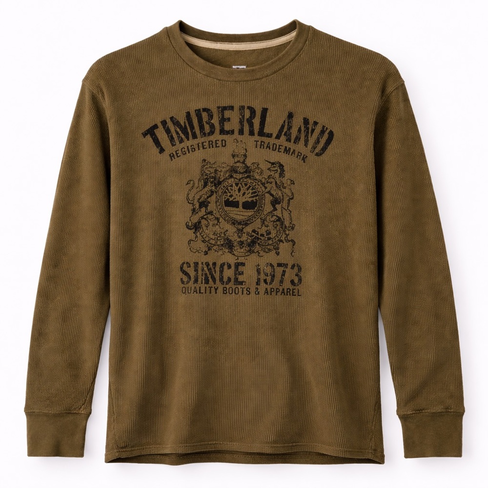 Timberland Waffle Knit Graphic Long Sleeve Shirt Olive XL